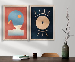 Wallity Cuadros Decorativos Multicolor en MDF con Marco de Madera (2 Piezas)